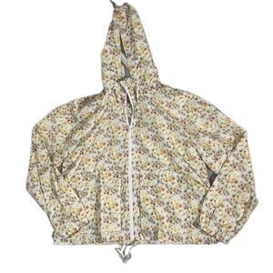 NWT Maurices Women’s White Floral Zip Up Cropped Windbreaker Size M